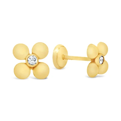 Four Leaf Stud Earrings with Zirconia
