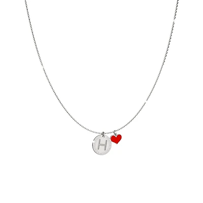 Initial and Heart Necklace - H