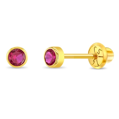 Kids TBirthday 3MM Zirconia Stud Earrings - July
