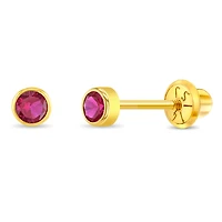 Kids TBirthday 3MM Zirconia Stud Earrings - July