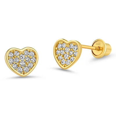 Heart Pave Clear Stud Earrings