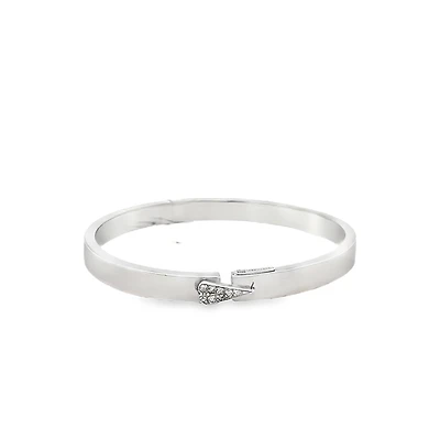 Union Open Bangle Bracelet with Diamond Heart
