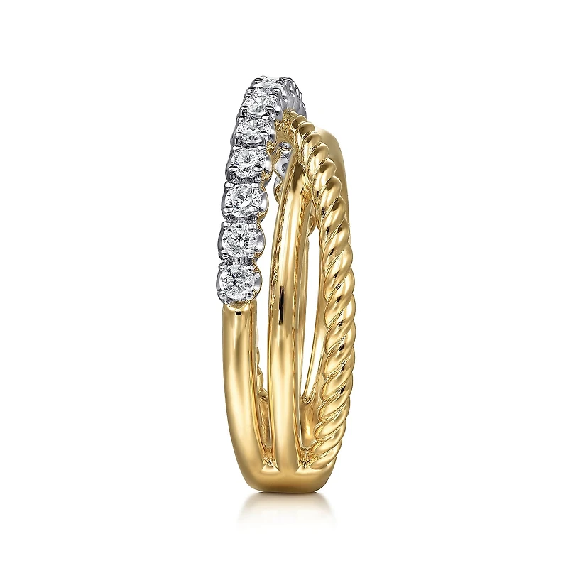 Textures Crossover Diamond Ring