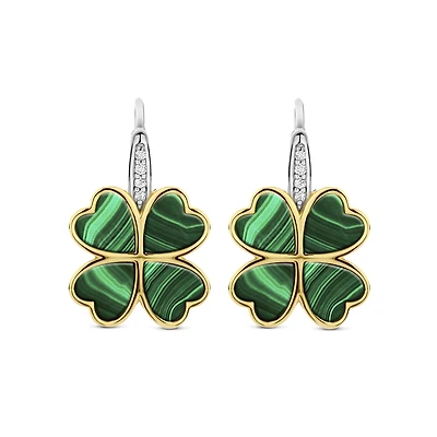 Clover Malachite Drop Earrings