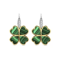 Clover Malachite Drop Earrings