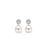 Pearl and Pave Drop Earrings