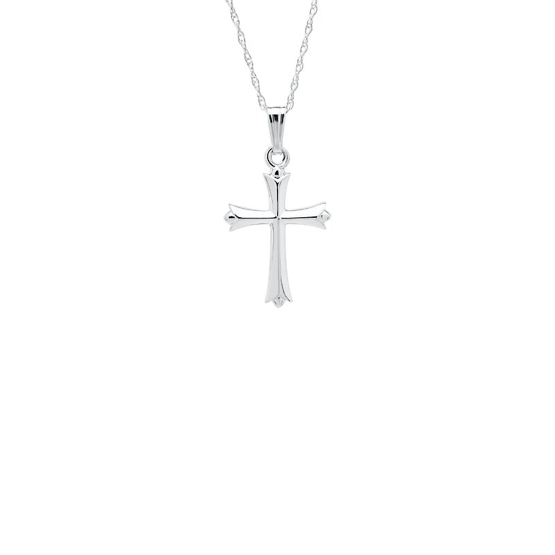 16MM Solid Cross White Gold Kids Necklace
