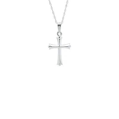16MM Solid Cross White Gold Kids Necklace