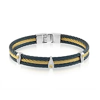 Navy Steel and Gold Accent Cable Bracelet