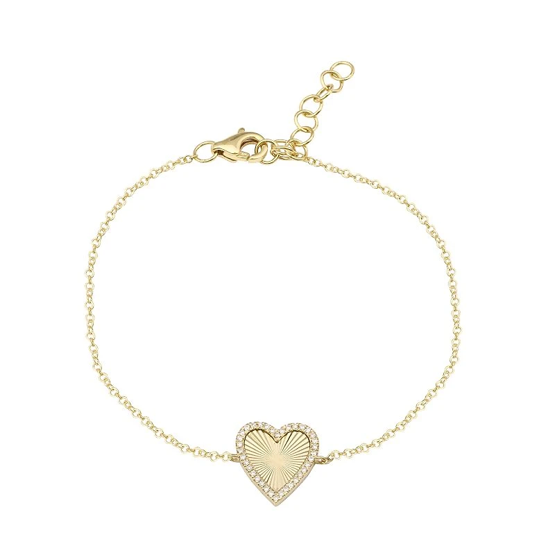 Fluted Classic Heart Diamonds Bracelet