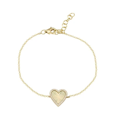 Fluted Classic Heart Diamonds Bracelet