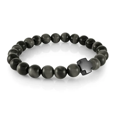 Onyx and Black Steel Bead Bracelet