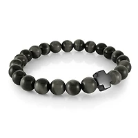 Onyx and Black Steel Bead Bracelet