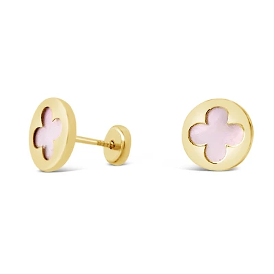 Mother Pearl Clover Inlay Stud Earrings