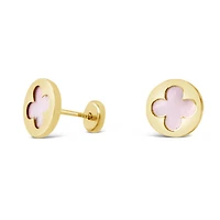 Mother Pearl Clover Inlay Stud Earrings