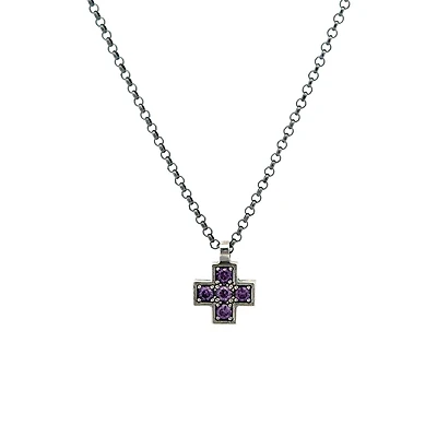 Purple Stones Cross Necklace