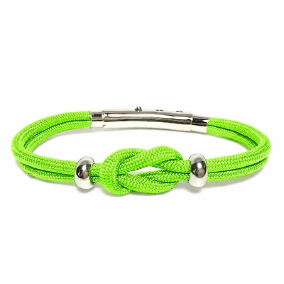 Double Cord Knot Beads Bracelet - Neon green cord