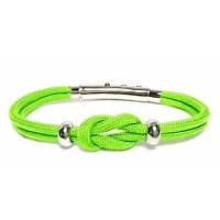 Double Cord Knot Beads Bracelet -  Neon green cord