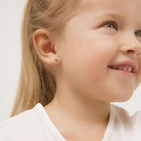 Kids Pink Heart Zirconia Stud Earrings