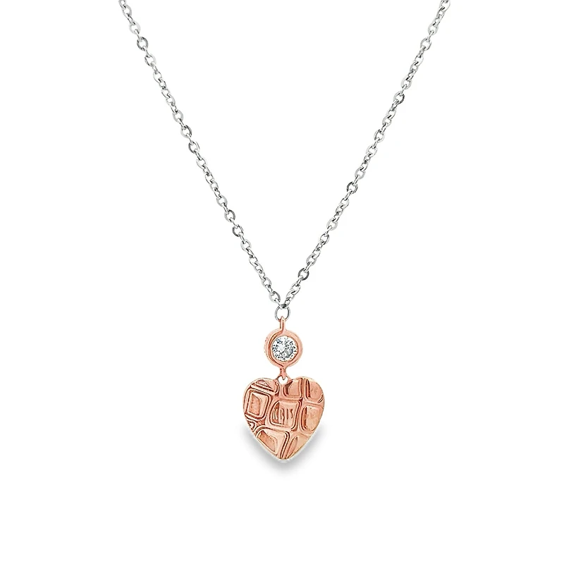 Small Heart and Zirconia Pendant Necklace