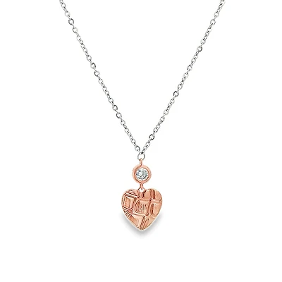 Small Heart and Zirconia Pendant Necklace