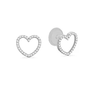 Heart Outline White Gold Stud Earrings