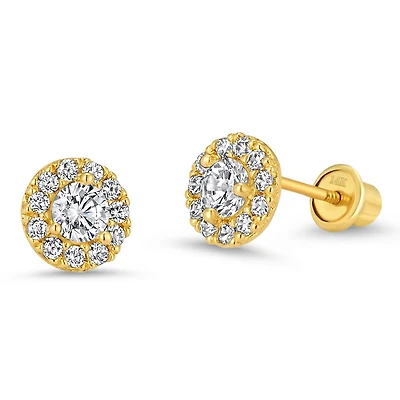 Zirconia Halo Stud Earrings