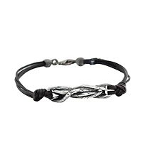 Dark Brown Leather and Silver Bracelet