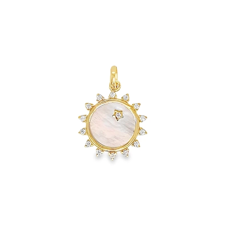Mother Pearl Circle Medallion Pendant