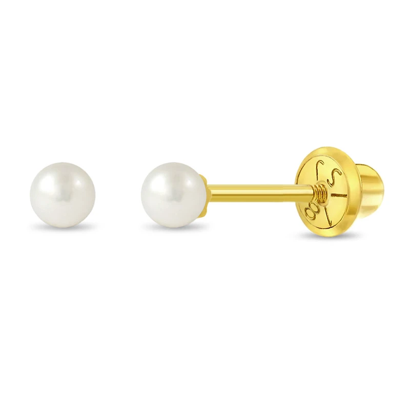 Kids 18K 3MM Pearl Stud Earrings