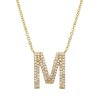 12MM Double Row Diamond Initial Necklace