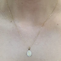 Virgen Milagrosa Zirconia Oval Pendant 10MM