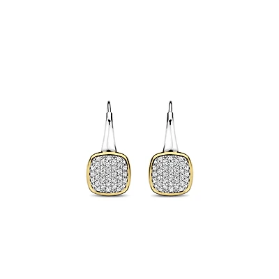 Pave Cushion Dangle Earrings