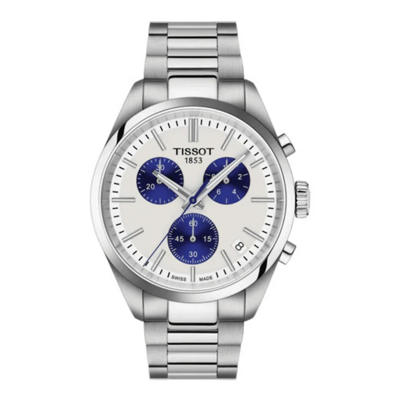 PR 100 White Dial with Blue Chronograph 40MM Watch