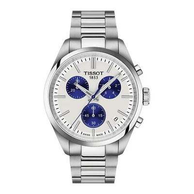 PR 100 White Dial with Blue Chronograph 40MM Watch