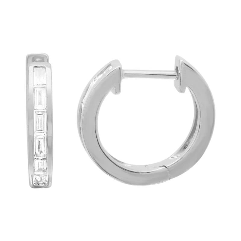 Baguette Diamonds 12MM Huggie Earrings
