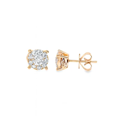 .75ct Illusion Diamond Stud Earrings 14KR