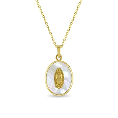 Our Lady of Guadalupe Mother Pearl Oval Kids Necklace