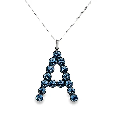 XLarge Blue and Black Swarovski Initial Pendant