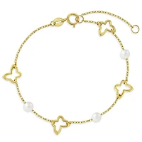 Pearls and Open Butterflies Kids Bracelet