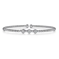 Hexagonal Diamond White Gold Bangle Bracelet