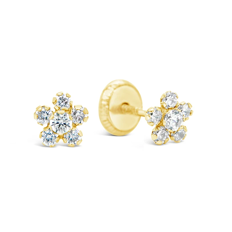 Spectacular Zirconia Flower 7MM Stud Earrings