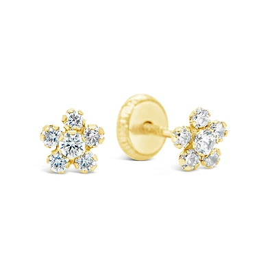 Spectacular Zirconia Flower 7MM Stud Earrings