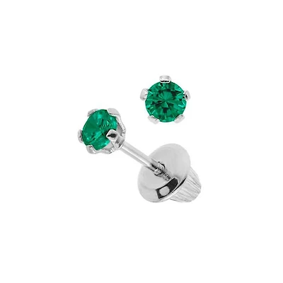 Silver Birthtone Kids Stud Earrings - May