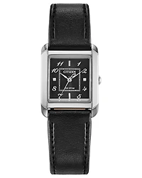 L Bianca Black Leather 22mm Watch