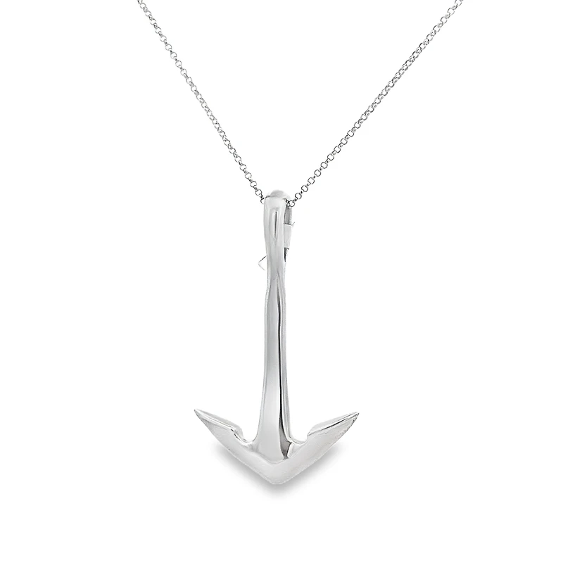 Sterling Silver Anchor Pendant 50MM