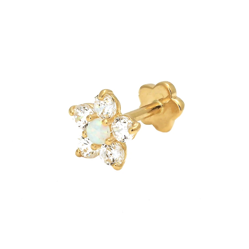 Flower with Opalite Stone Single Cartilage Earring