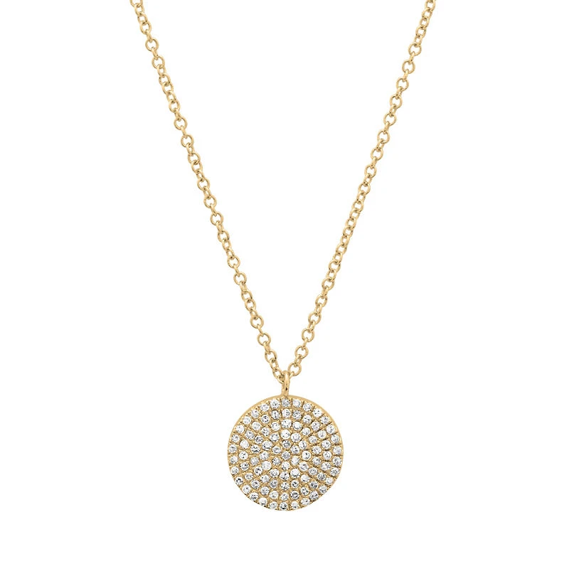 Flat Disk Pave Diamonds Necklace