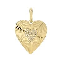 Fluted Lines Heart Diamond Pendant 19.5MM