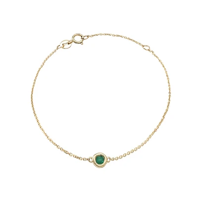 Birthstone Bezel Set Stone Bracelet - Yellow Gold
